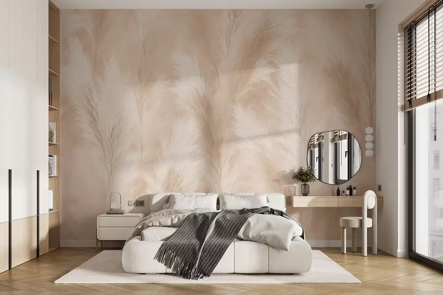 Fotobehang Pampagras in beige en roze tinten w09077