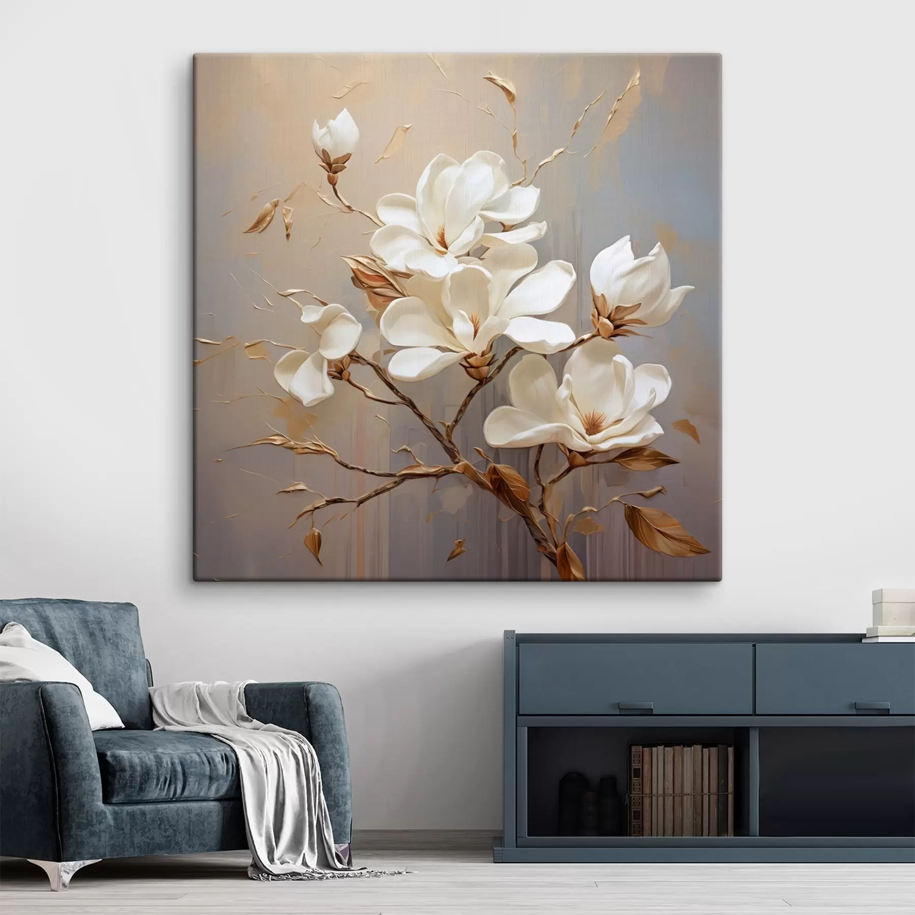  Schilderijen Magnolia's in warme tinten s43896