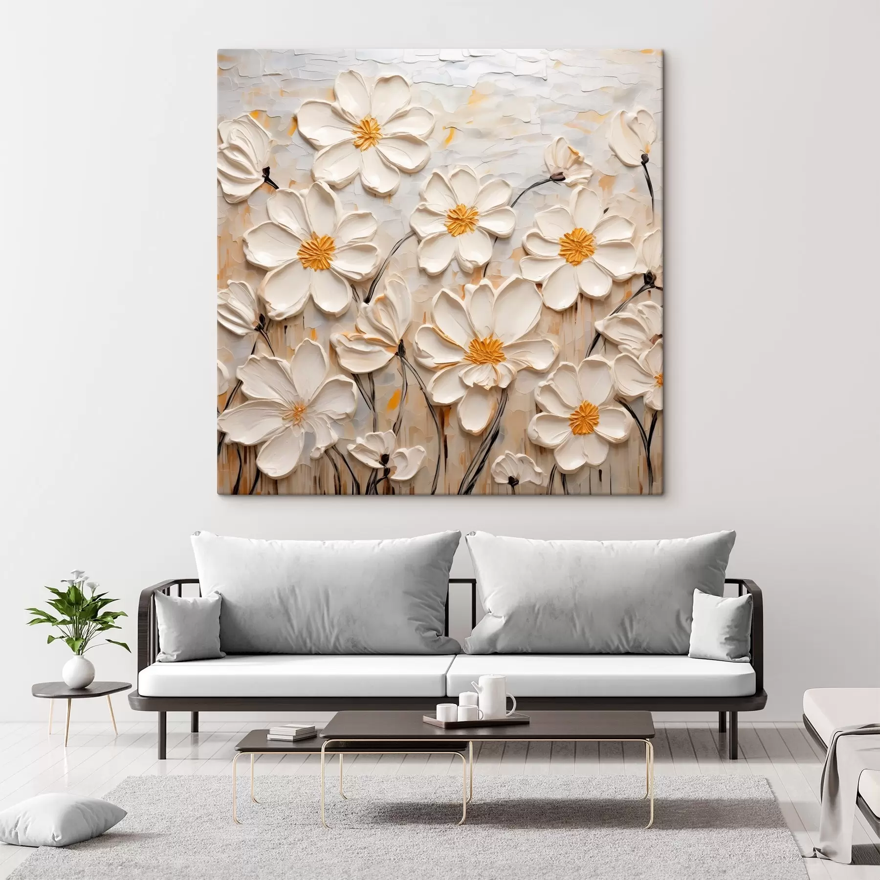  Peintures Fleurs texturées dans le style de la peinture à l'huile s43899