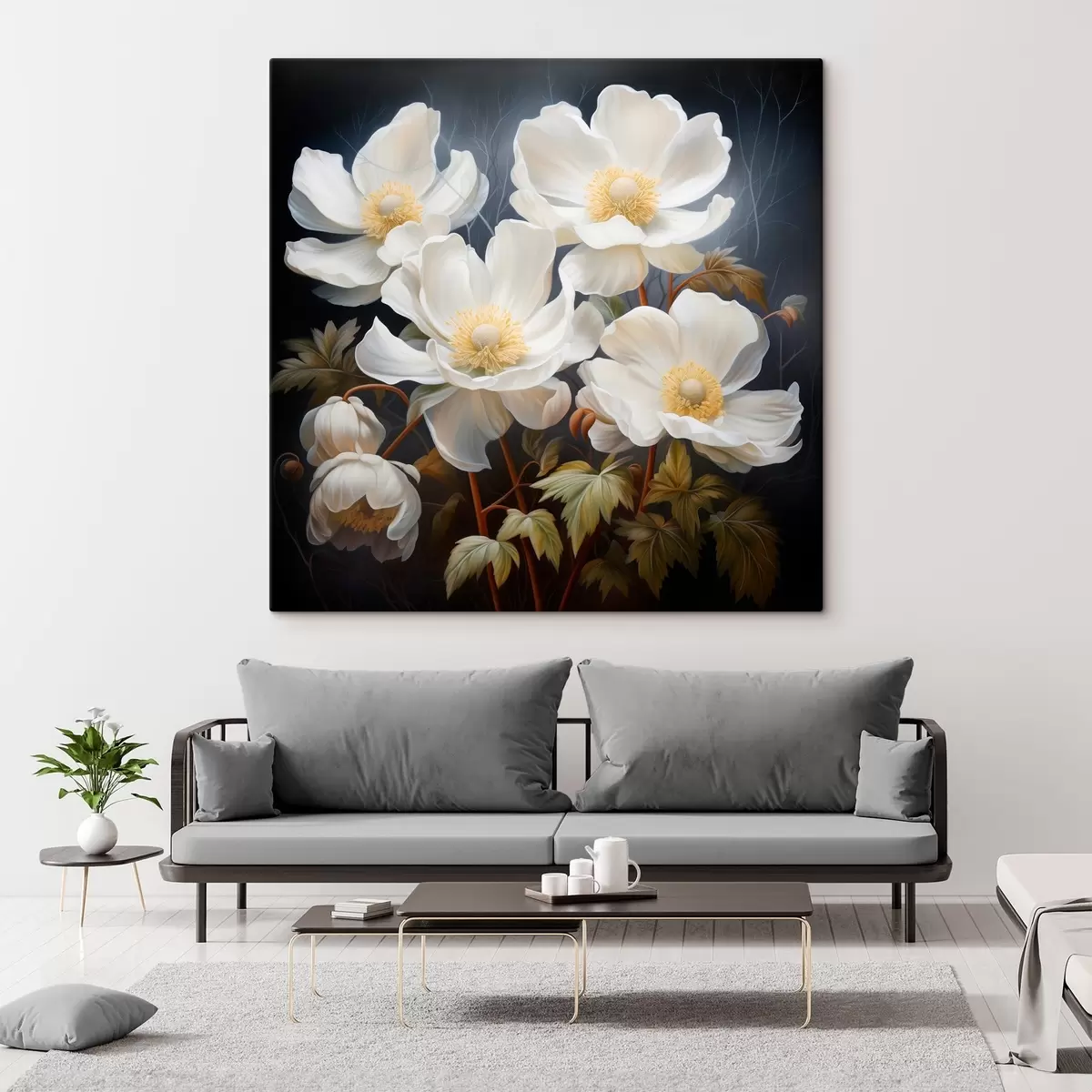  Peintures Fleurs blanches élégantes à la lumière du soir s43901