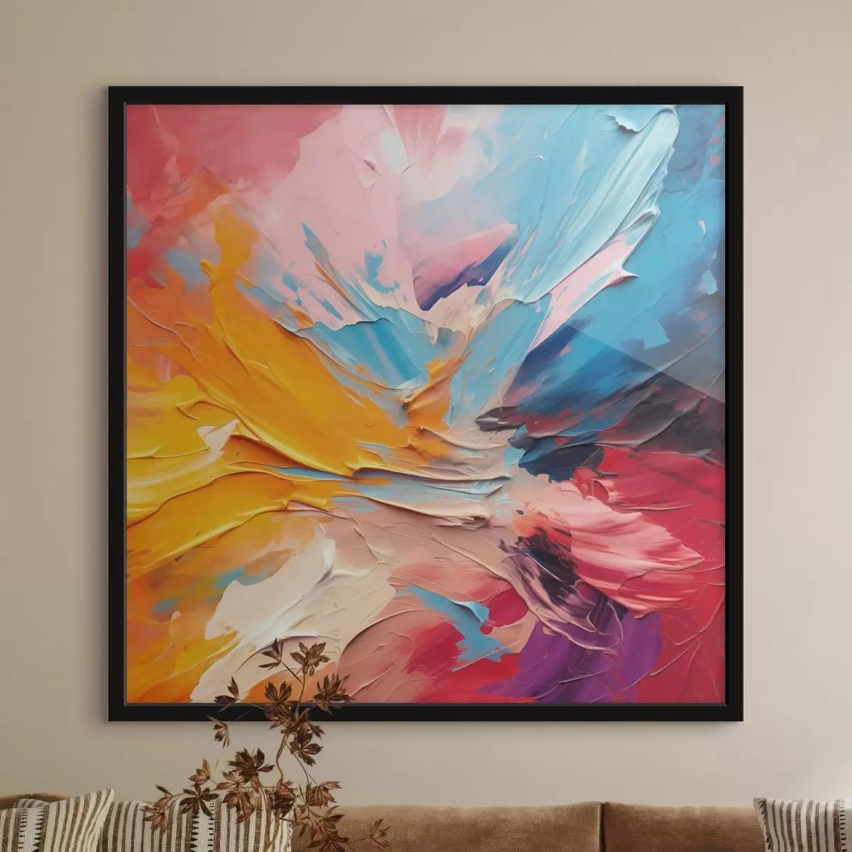 Poster Explosie van kleuren in abstract impressionistische stijl f43897