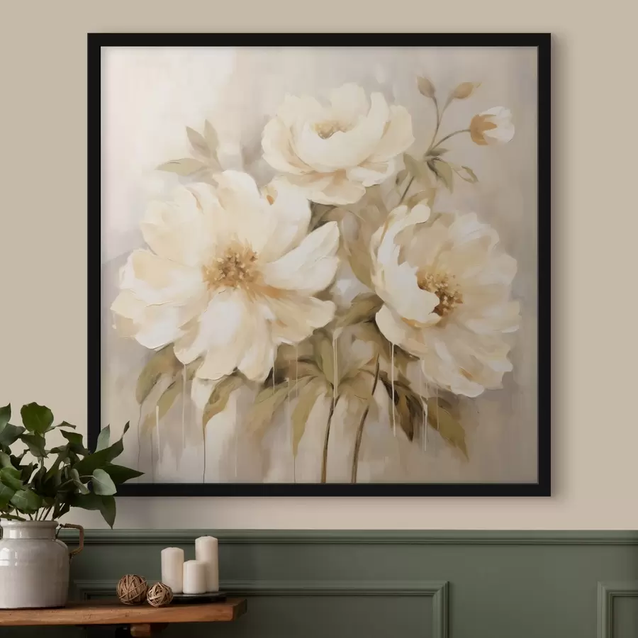 Fotobehang Bloemsierkunst met witte bloemblaadjes f44043