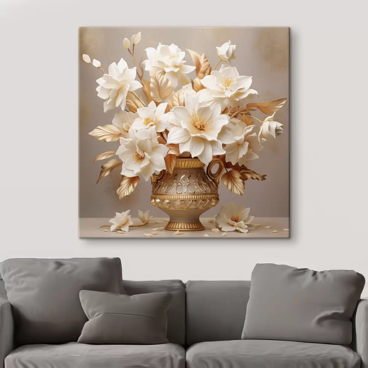  Schilderijen Teder boeket in een klassieke vaas in de stijl van het realisme s44237