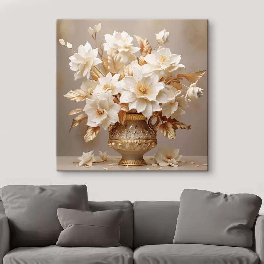  Schilderijen Teder boeket in een klassieke vaas in de stijl van het realisme s44237