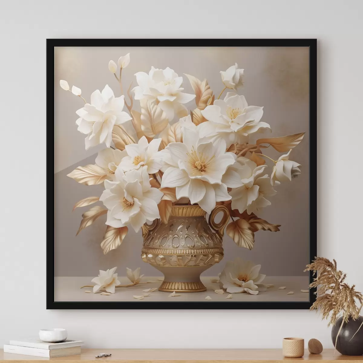 Poster Teder boeket in een klassieke vaas in de stijl van het realisme f44237