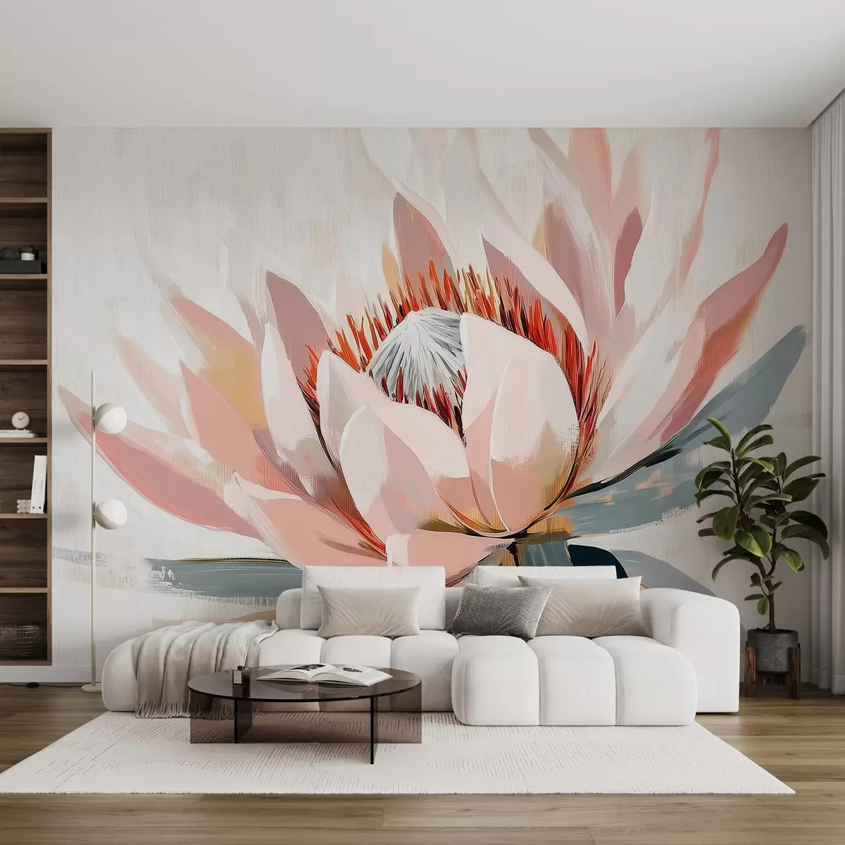 Fotobehang Grote abstracte bloem acryl w09066