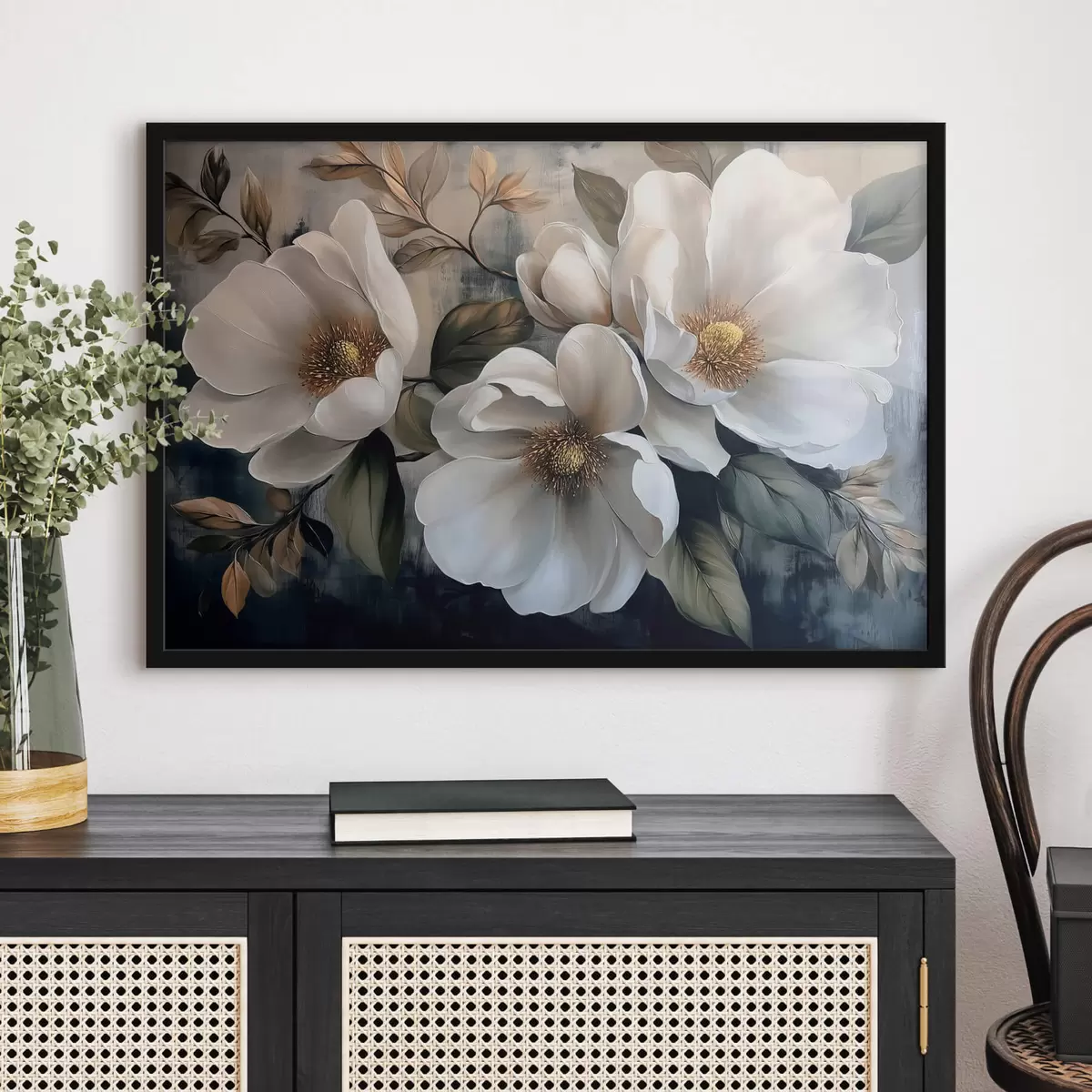 Poster Grote bloemen op een vintage achtergrond f44260