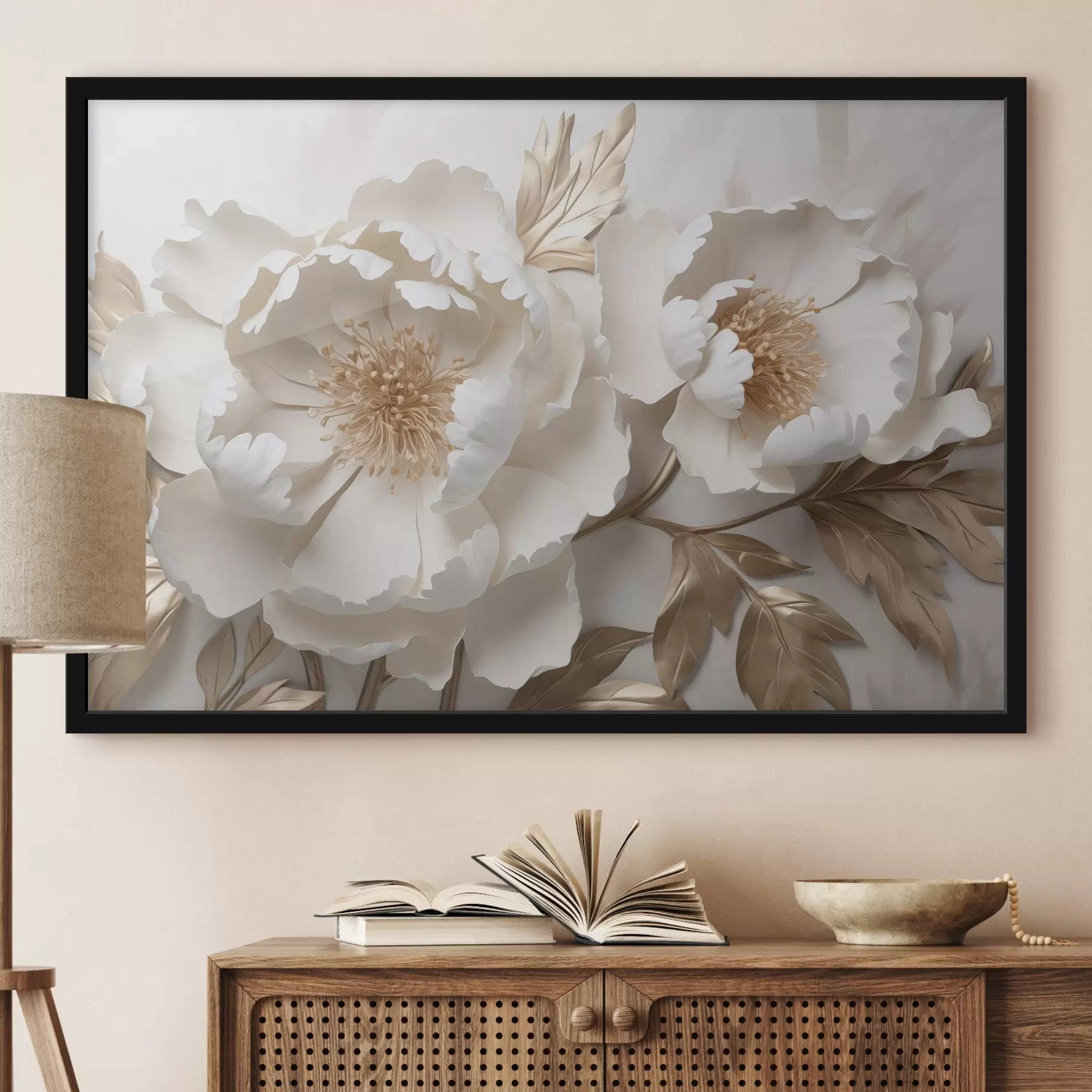 Fotobehang witte bloemen f44287
