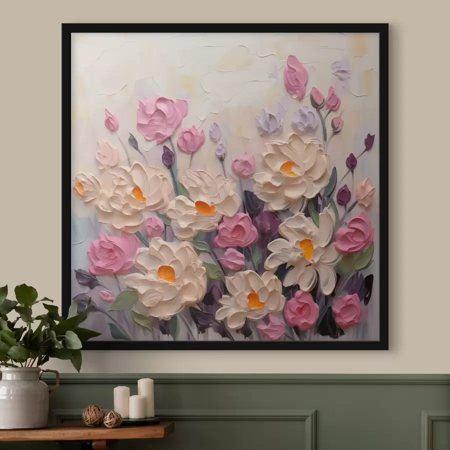 Fotobehang Heldere bloemen imitatieschilderij f44291