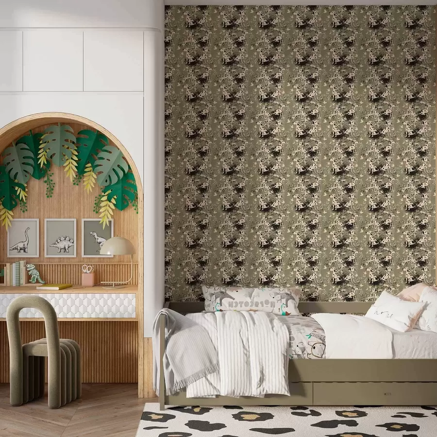 Fotobehang Dalmatiërs op een olijfkleurige achtergrond a00122