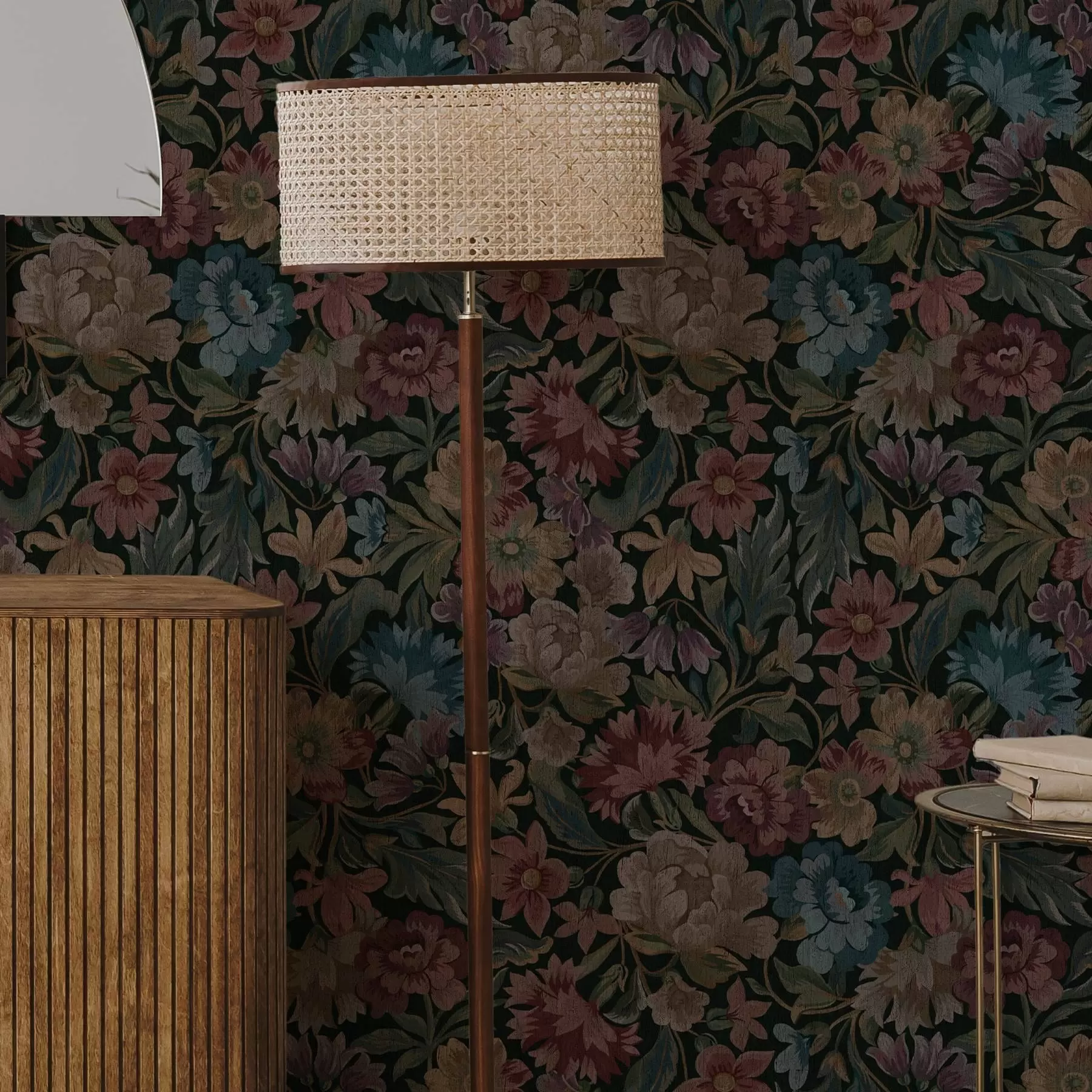 Papier peint photo Texture de tapisserie avec des fleurs colorées a00146