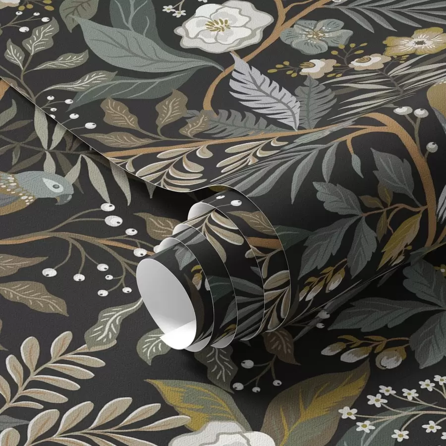 Papier peint photo Oiseaux parmi les branches sur fond sombre a00161