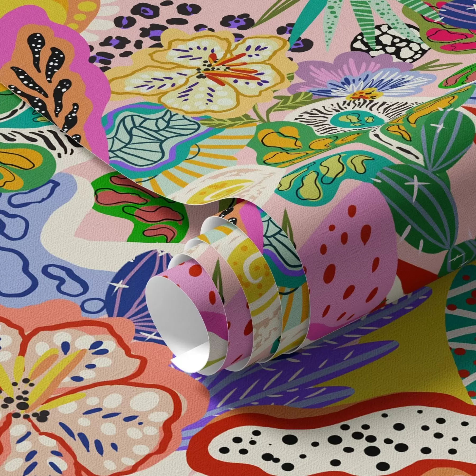 Papier peint photo Abstracte bloemenprint in pop-artstijl a00167