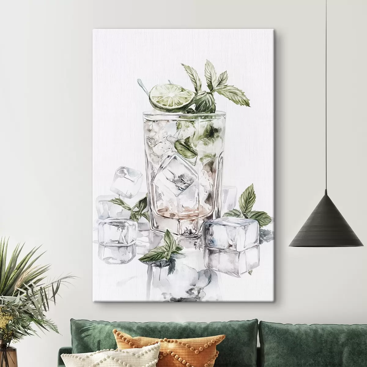  Peintures Cocktail Mojito, boissons style aquarelle, menthe s44302