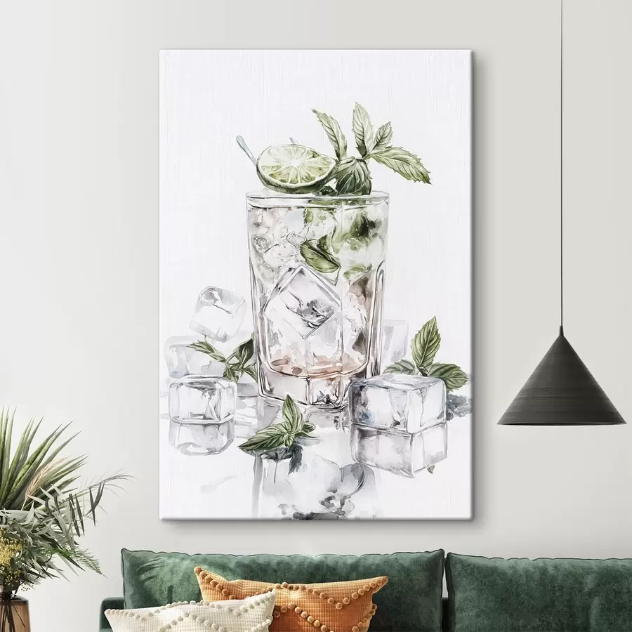  Peintures Cocktail Mojito, boissons style aquarelle, menthe s44302
