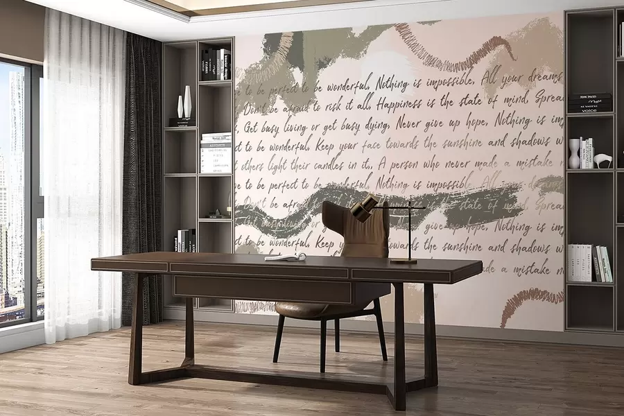 Fotobehang Ontwerp met inspirerende citaten, abstractie, natuurlijke kleuren w03909