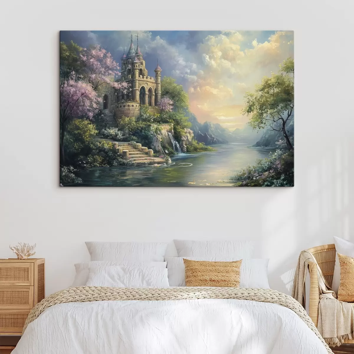  Schilderijen Kasteel aan de oever van het meer s44329