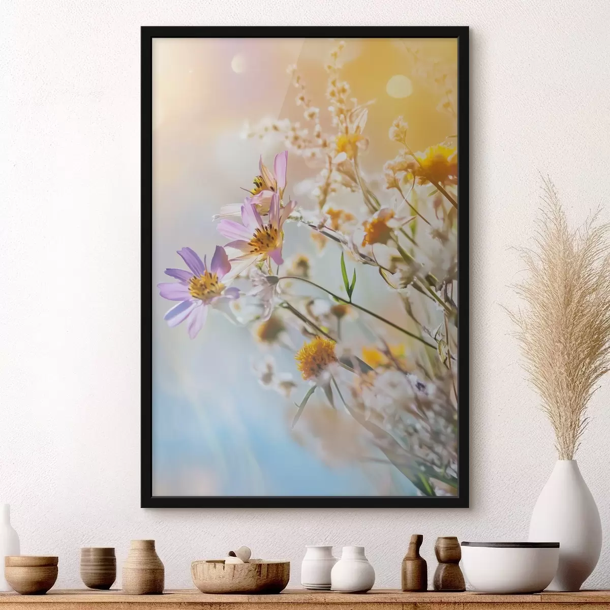 Affiche Fleurs sauvages sur fond clair f44314