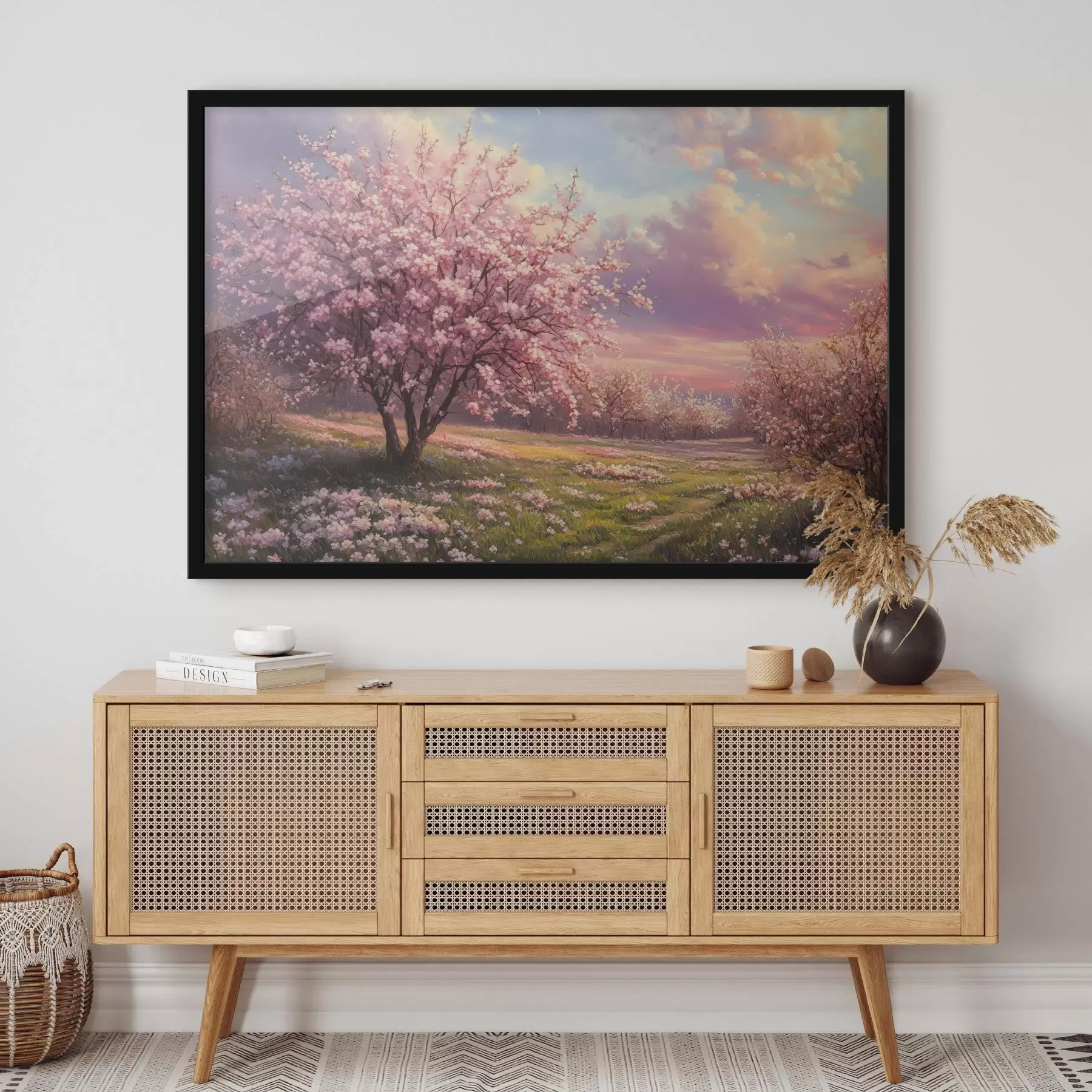 Fotobehang Bloeiende roze bomen f44324