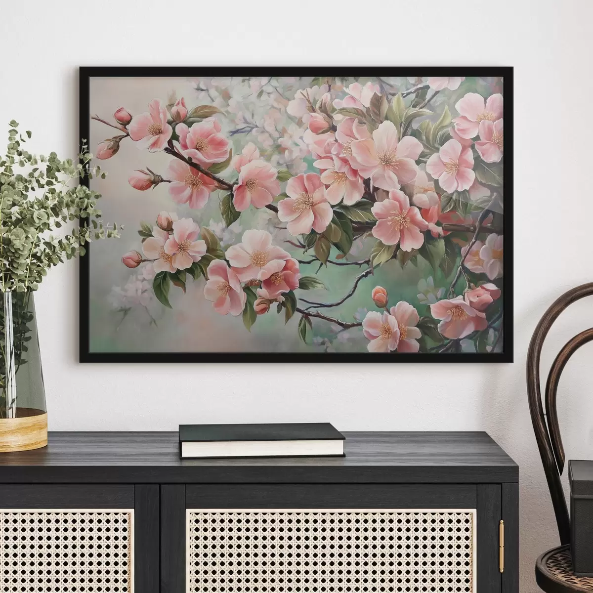 Poster Bloeiende roze boomtakken f44327