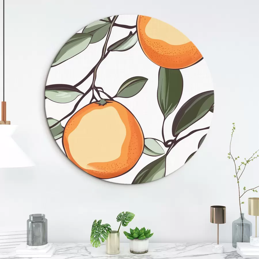  Schilderijen Geschilderde sinaasappels aan een tak r44319