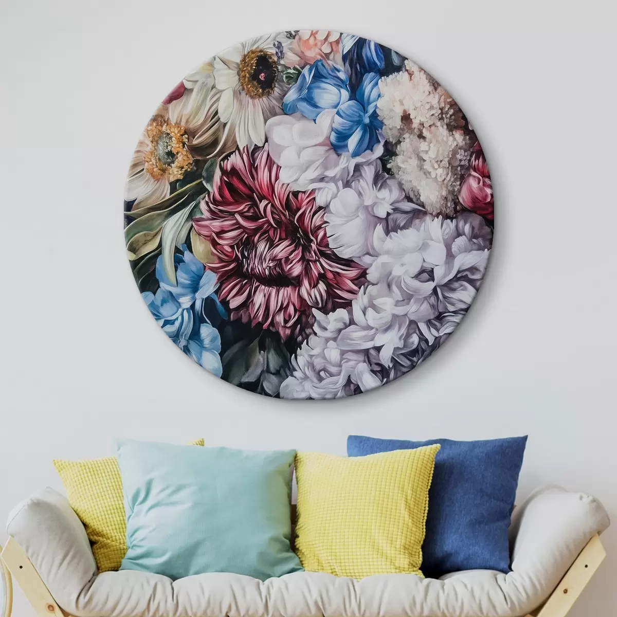 Tableaux ronds Beaucoup de fleurs colorées r44322
