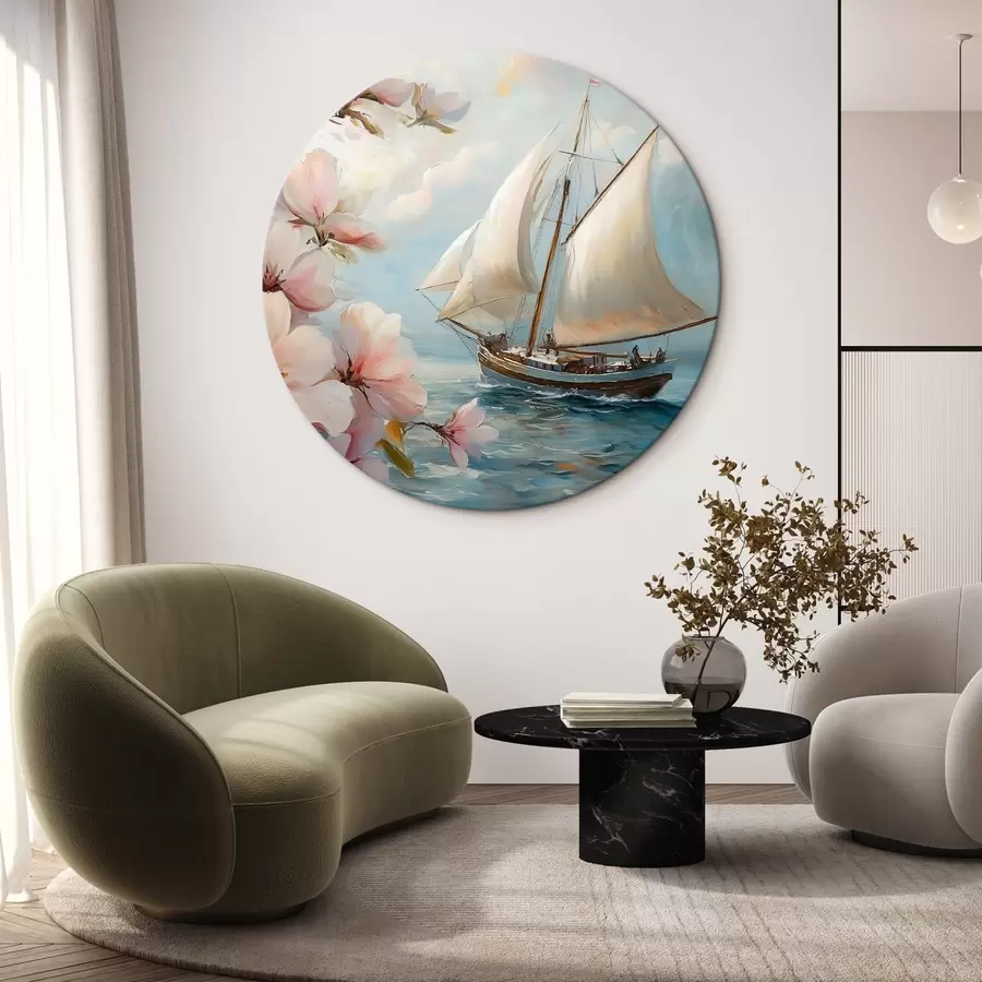  Peintures Bateau sur la mer et grandes fleurs r44330