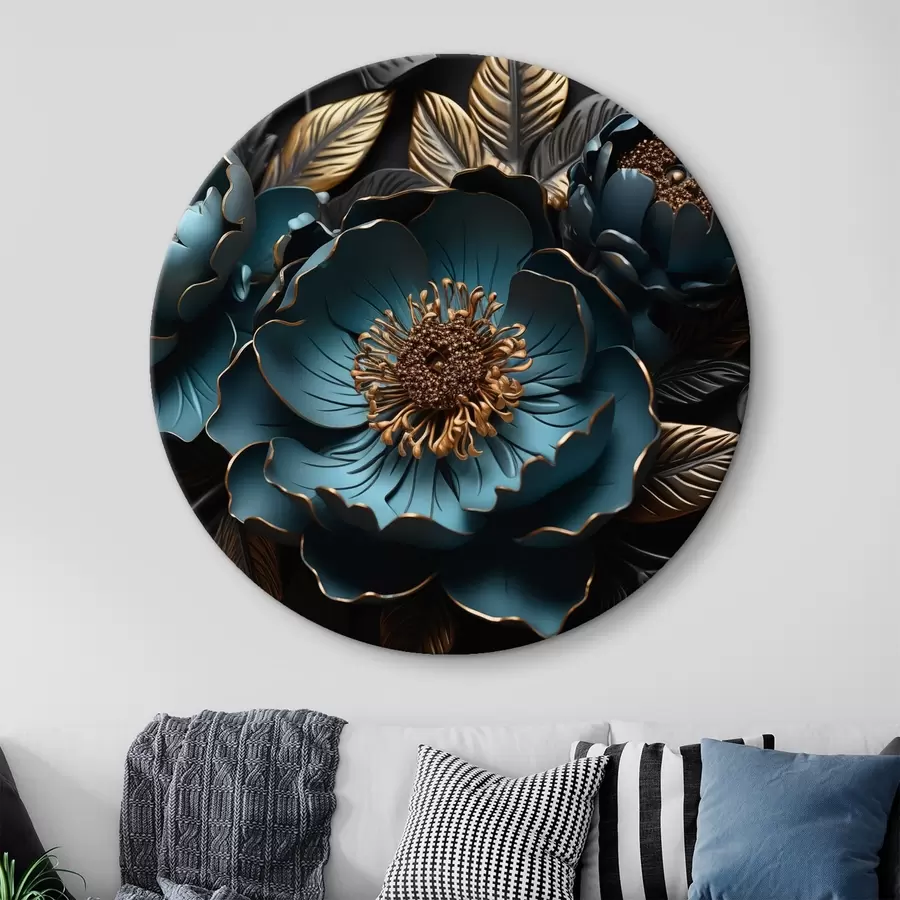  Schilderijen Grote blauwe bloemen r44370