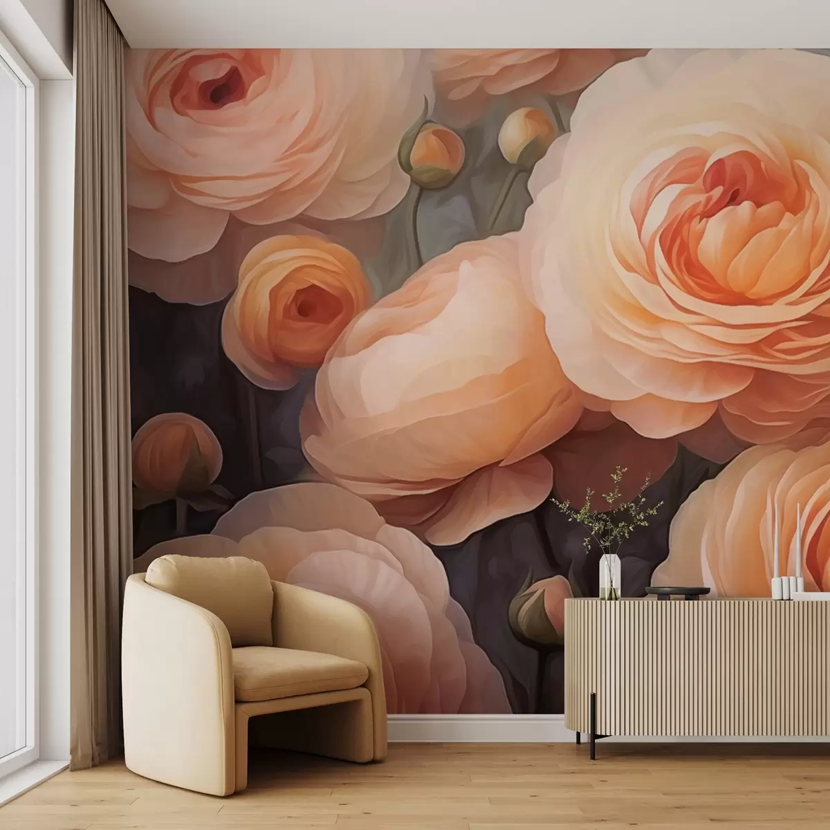 Fotobehang Volumetrische bloemen w03915
