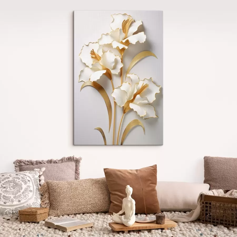  Schilderijen Boeket van prachtige bloemen op een lichte achtergrond s44389