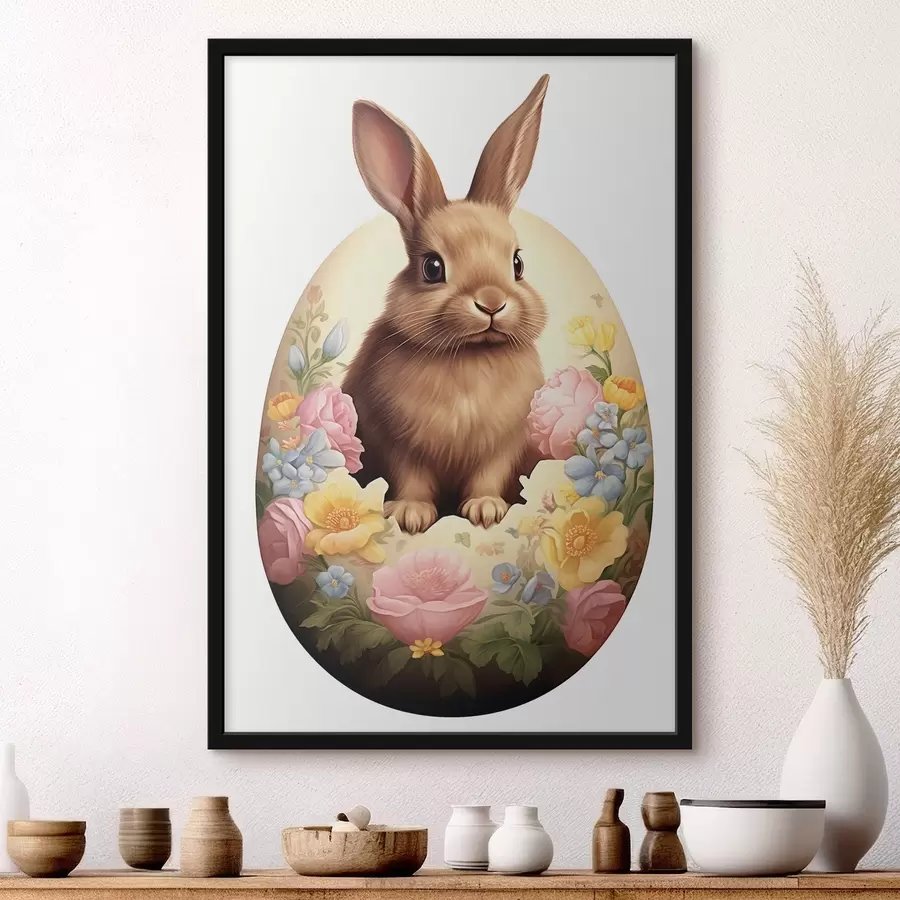 Papier peint photo Lapin dans des fleurs aquarelles f44383