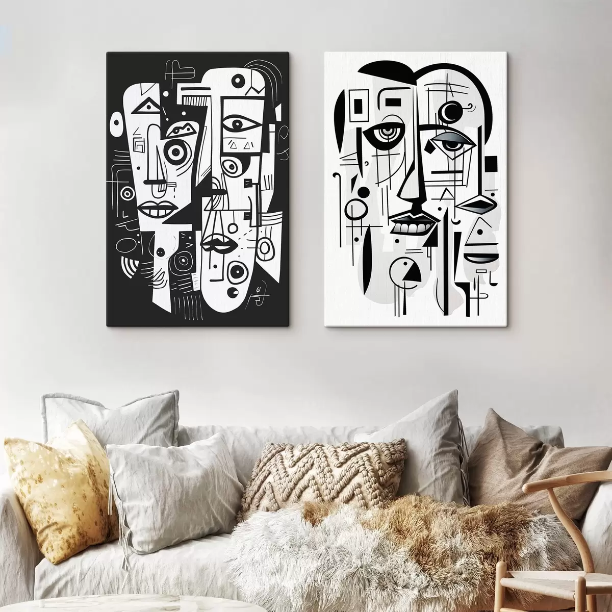  Schilderijen Abstracte gezichten m00456