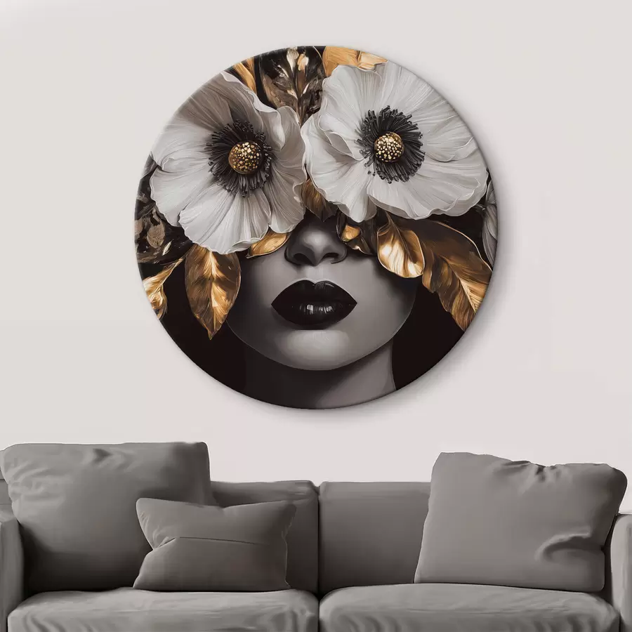  Schilderijen Semi-abstract portret van een vrouw met bloemen r44365