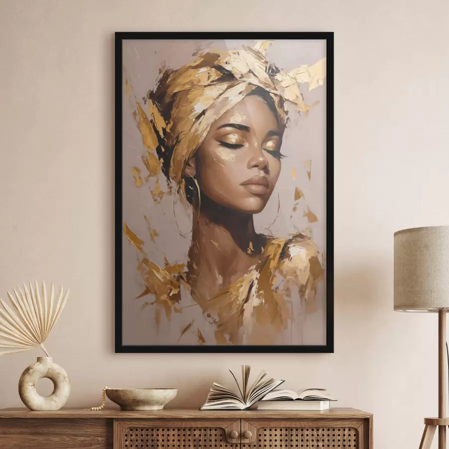 Fotobehang Een mooie elegante vrouw, die een hoofddoek draagt f44368