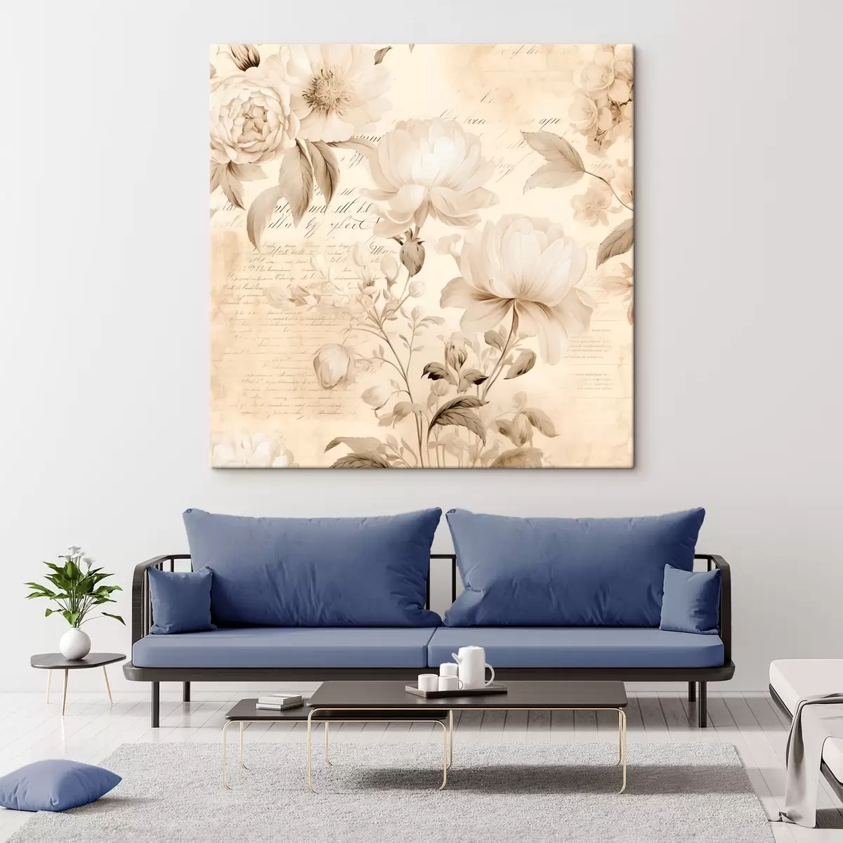  Peintures Composition vintage de fleurs blanc crème s44332