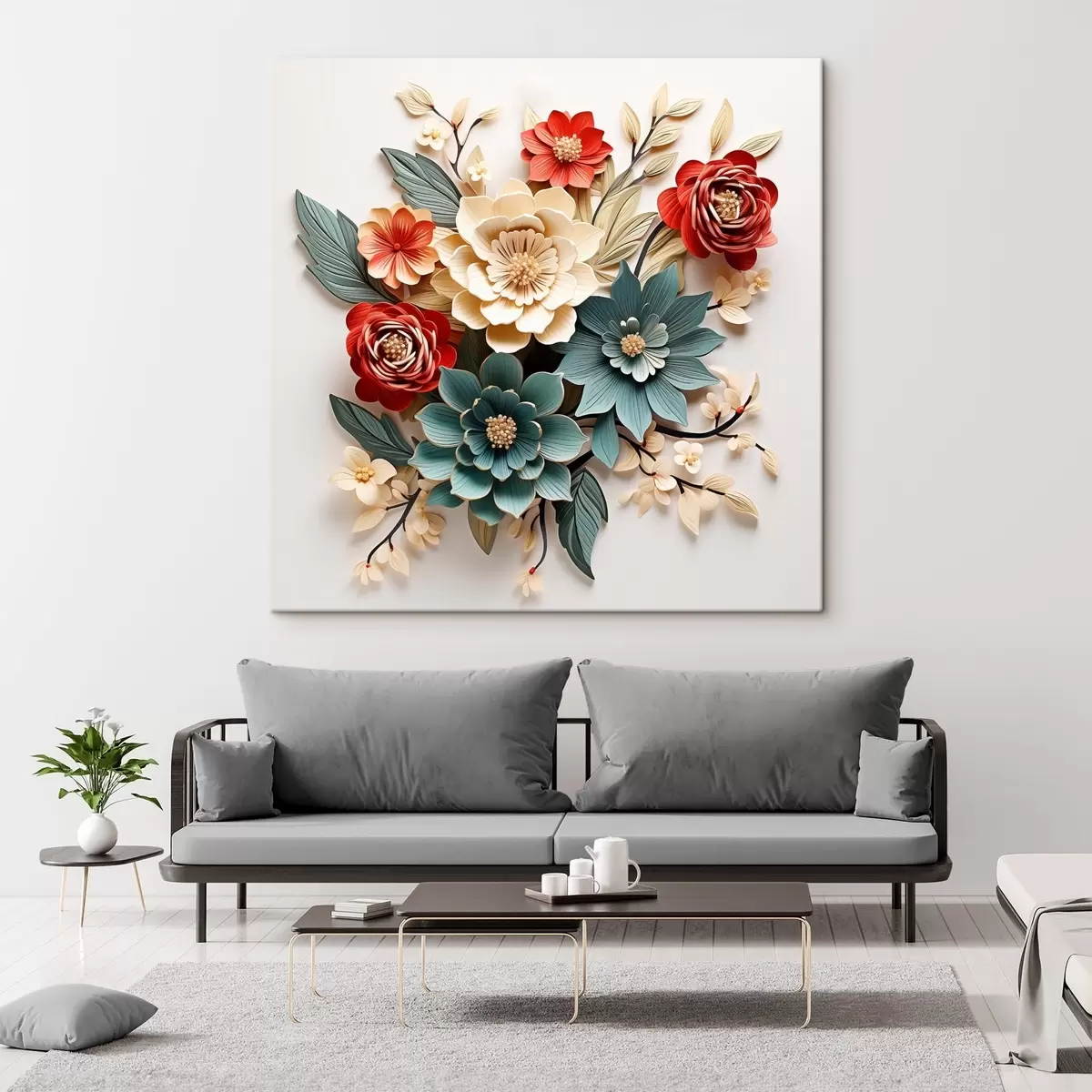  Peintures Composition de fleurs 3D lumineuses et volumineuses s44338