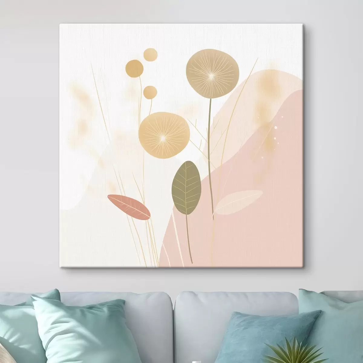  Schilderijen Abstracte bloemen in pasteltinten s44344