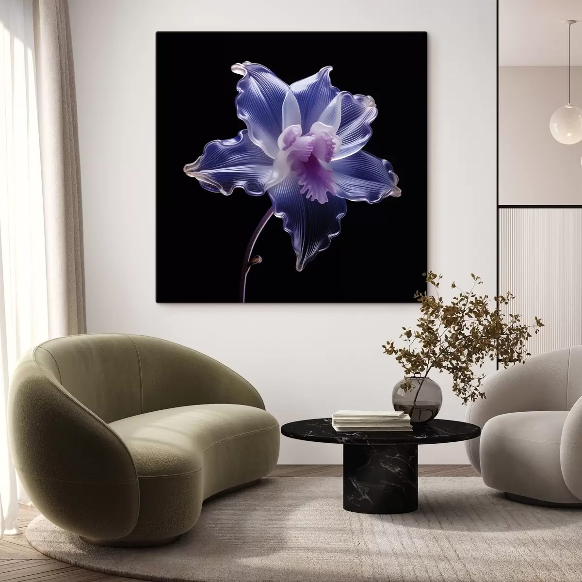  Peintures Pétales translucides avec veines sur fond noir s44347