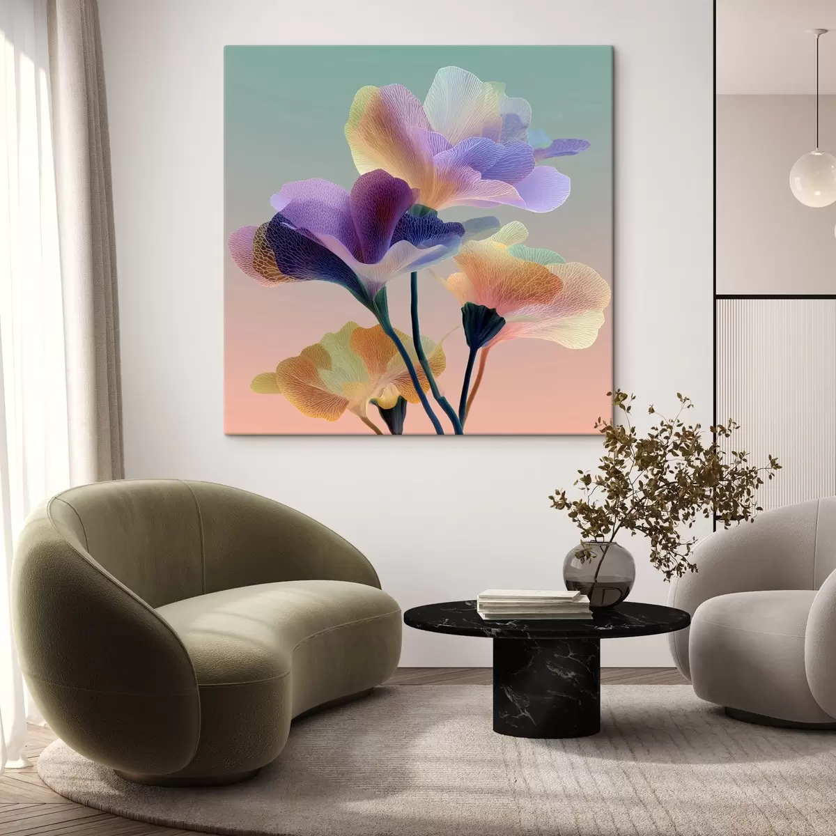  Peintures -Fleurs translucides avec des veines délicates s44350