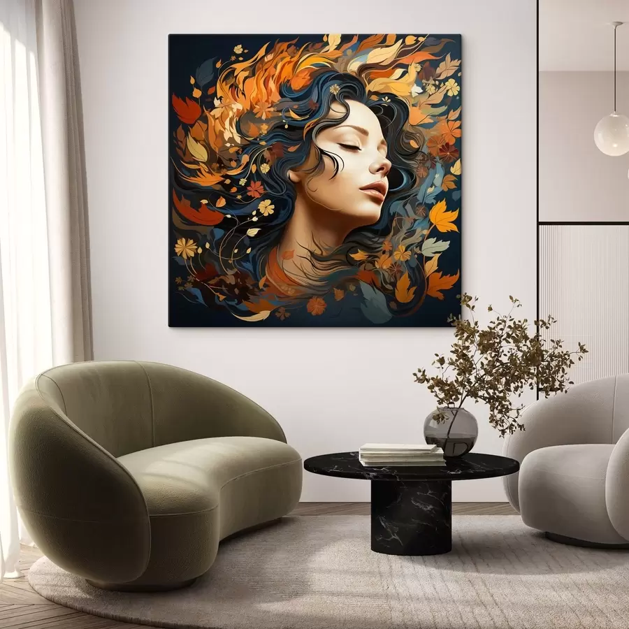  Peintures La fille et les feuilles qui tombent s44358