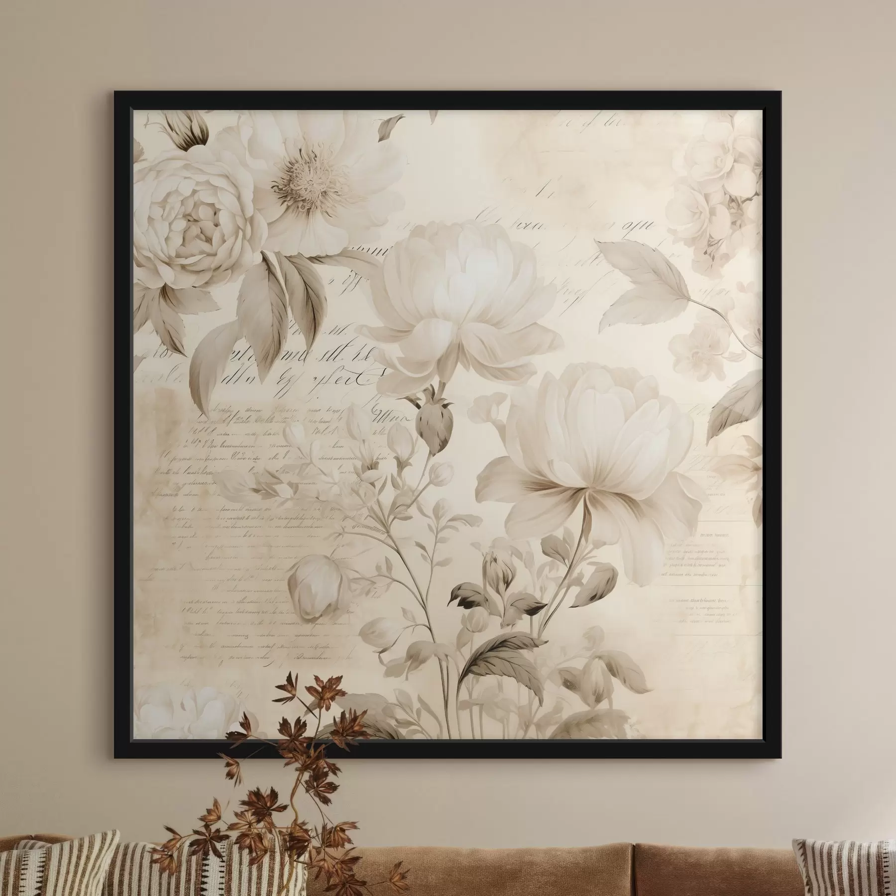 Fotobehang Vintage compositie van roomwitte bloemen f44332