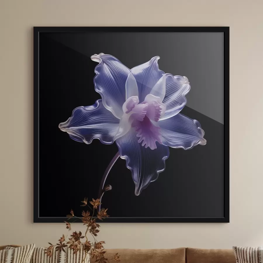 Papier peint photo Pétales translucides avec veines sur fond noir f44347