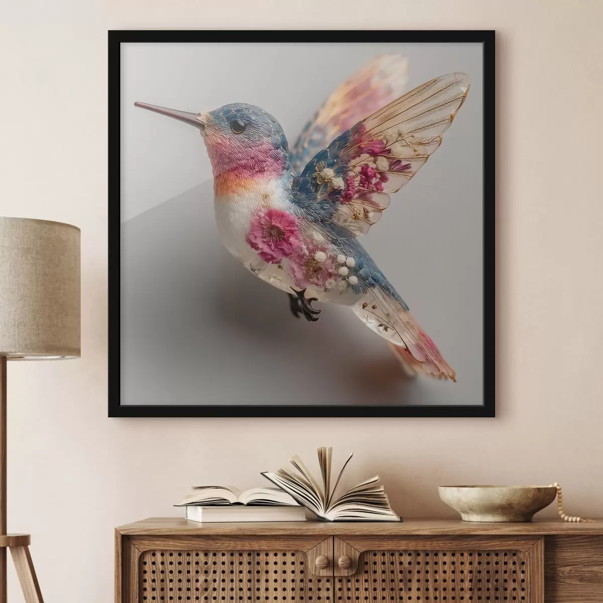 Poster Kristallen lichtheid met een bloemig hart f44353