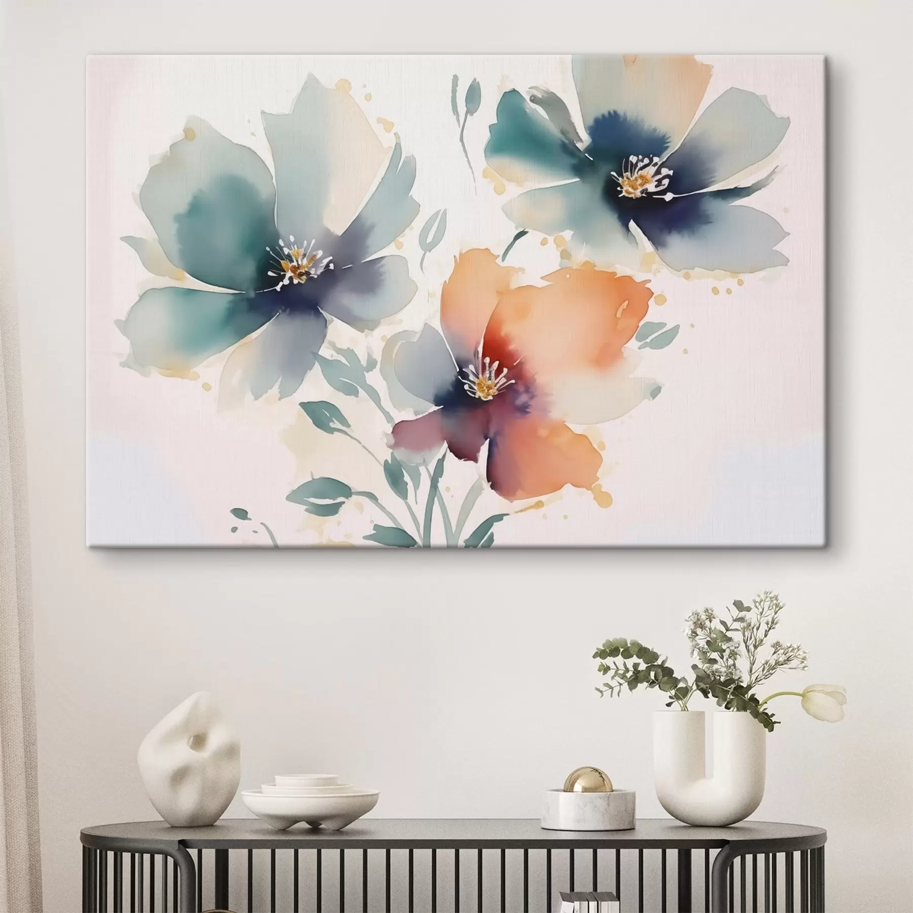 Fotobehang Bloemen imitatie van aquarel s44424