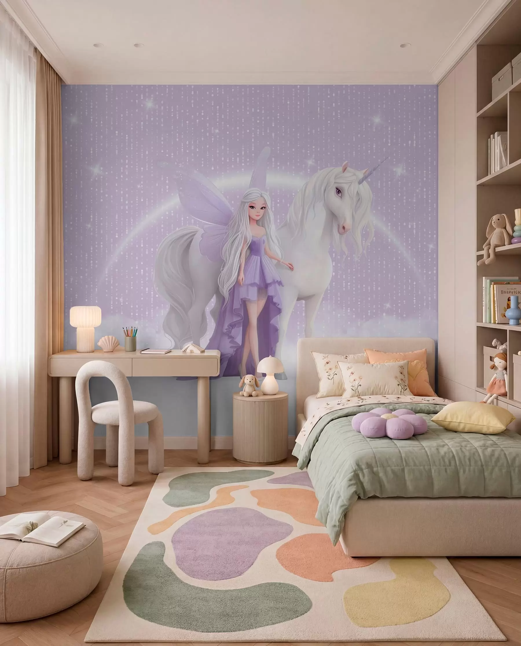 Fotobehang Eenhoorn in sterrenlicht w03527