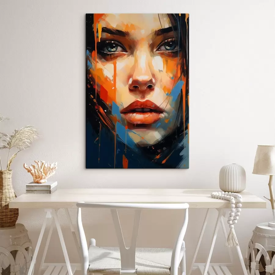  Peintures Visage de femme avec des traits lumineux s44485