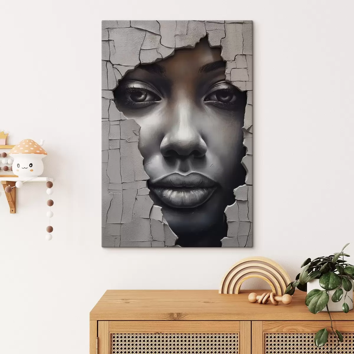  Peintures Visage dans les fissures du mur s44495