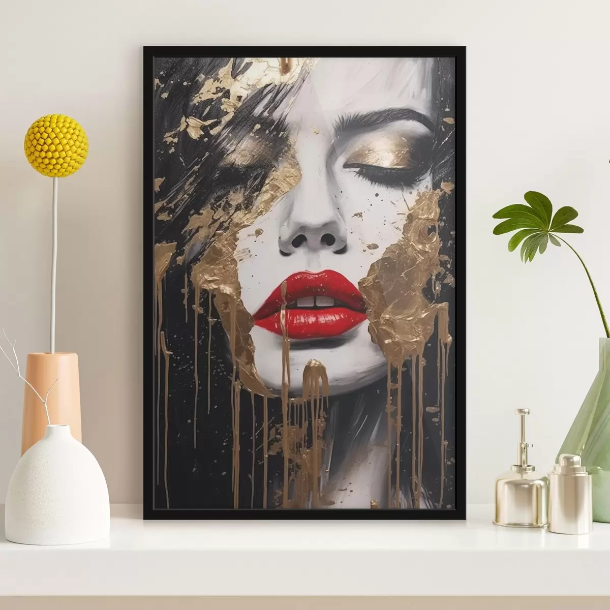 Affiche Visage aux lèvres rouges f44492