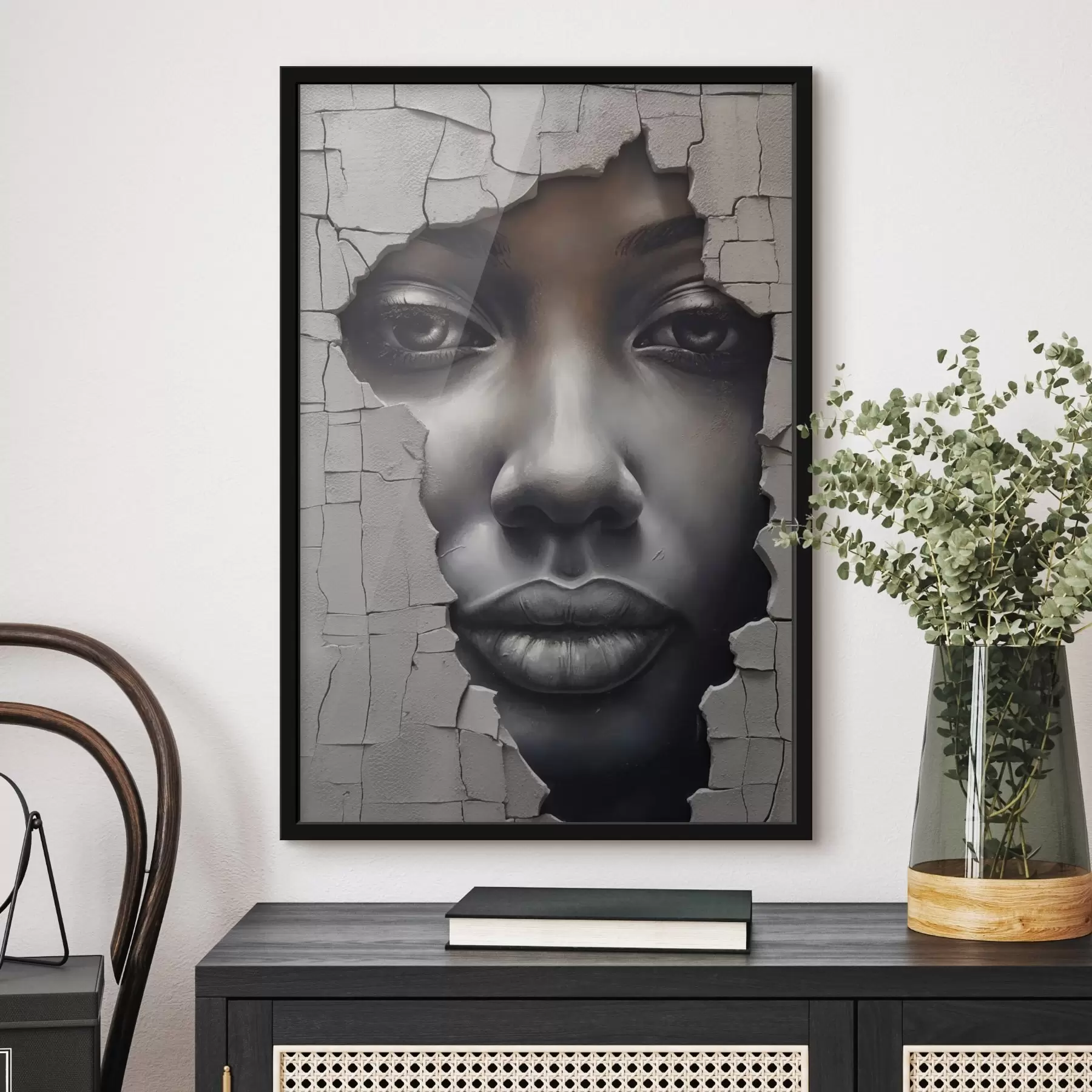 Fotobehang Gezicht in de spleten van de muur f44495