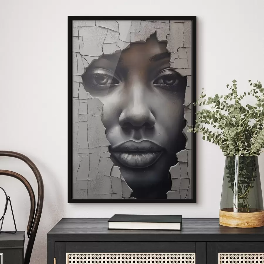 Fotobehang Gezicht in de spleten van de muur f44495